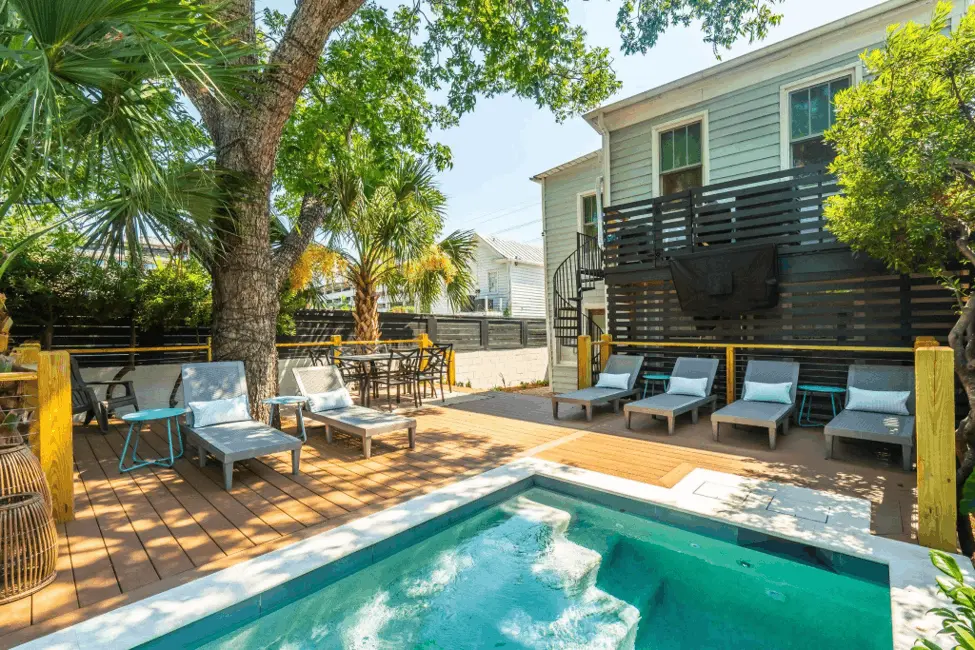 Enjoy sun loungers, outdoor dining, and an outdoor TV