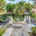 Exterior seating in backyard