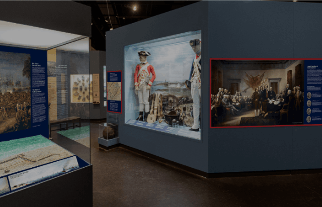 An interior gallery display within The Charleston Museum's American
  Revolutionary War exhibition in Charleston, South Carolina.